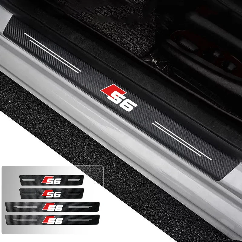 

Car Door Sill Carbon Fiber Sticker Threshold Side Anti Scratch Waterproof For Audi S6 Trunk Bumper Scratch Guards Decals