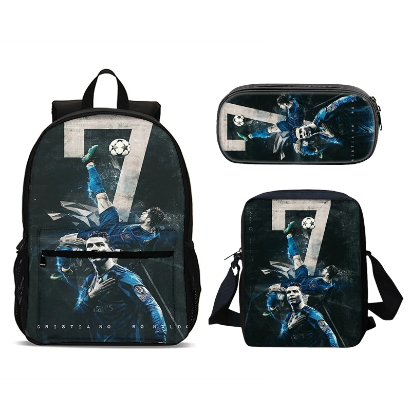 Cartoon C-CR7 Football-Stars Child Backpack,Shoulder Bags,Pencil Bags for 4-8 Years Old Anime School Bags for Boy Girl Best Gift 5