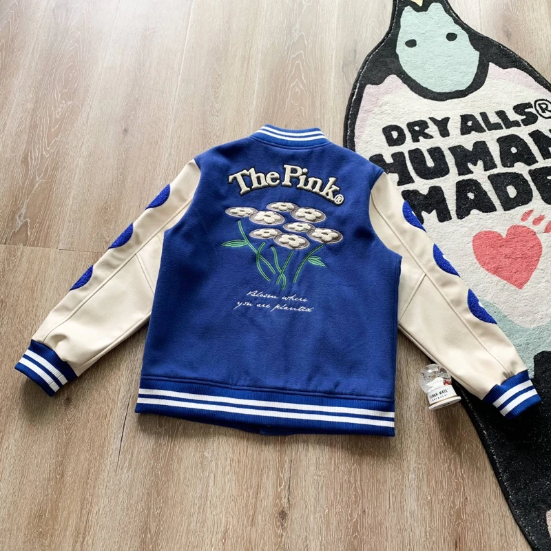 Vandy The Pink Baseball Jacket Brand Flocking Patchwork Varsity Coat  Clothes PU Leather Coats Winter Japanese Motorcycle Jackets