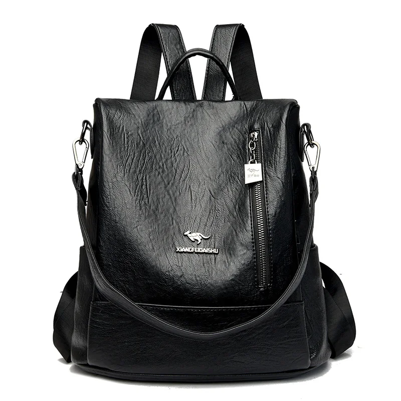 Brand Vintage Women Backpack Leather Backpacks School Bags for Teenage Girls Multifunction Shoulder Bags Ladies Travel Backpack 3