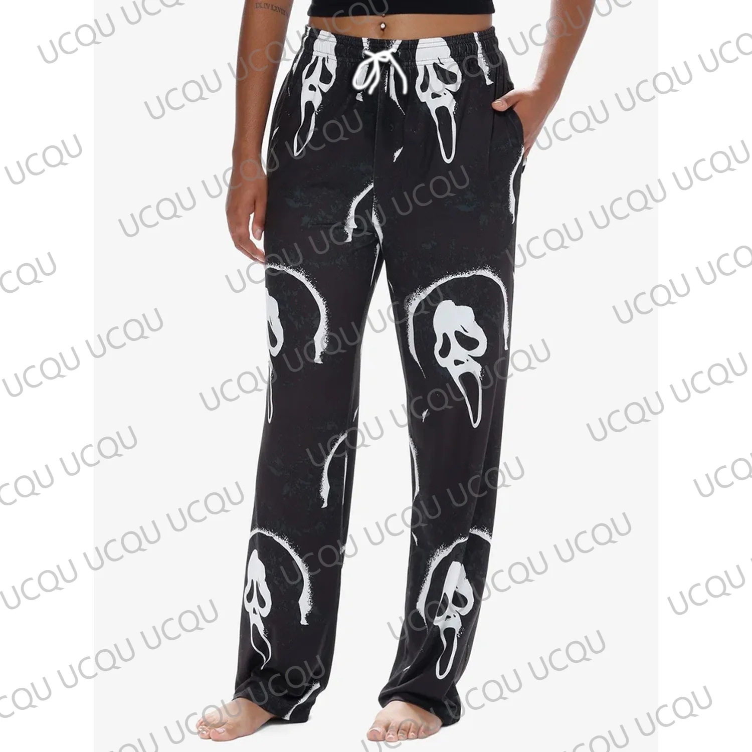 Kids Pants Halloween Ghost Face Loungewear Sleep Pajama Pants 3D Printed for Adult/Kids