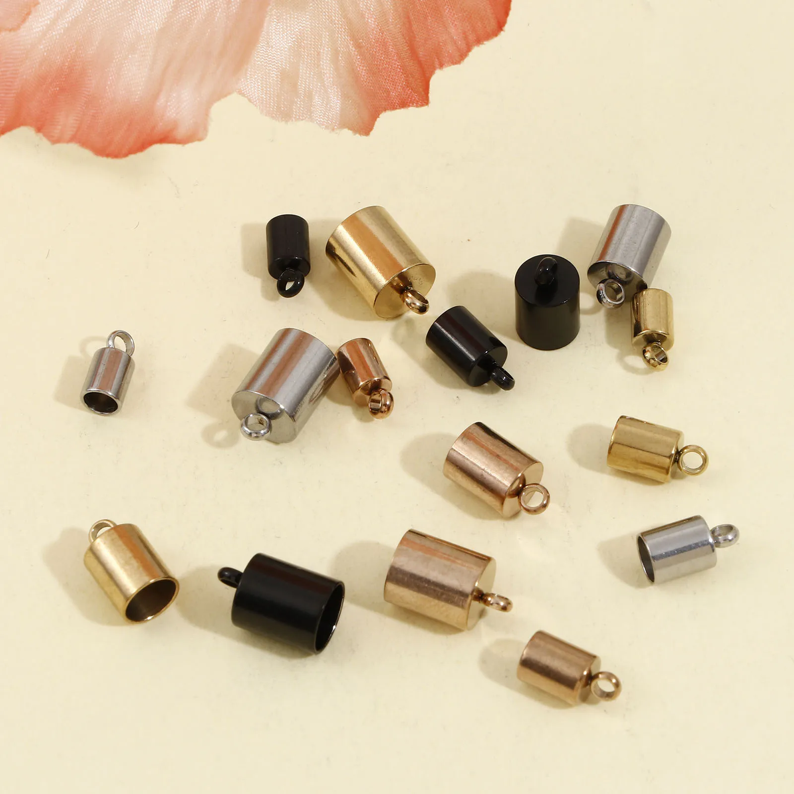 

10PCs 304 Stainless Steel Cord End Caps For Jewelry Making Cylinder End Tip Cap Connectors Diy Necklace Bracelet Jewelry Making