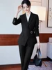 Office Ladies Pant Suit Women Black Blue Wine Female Business Work Wear Jacket Blazer and Trouser Formal 2 Piece Set 3