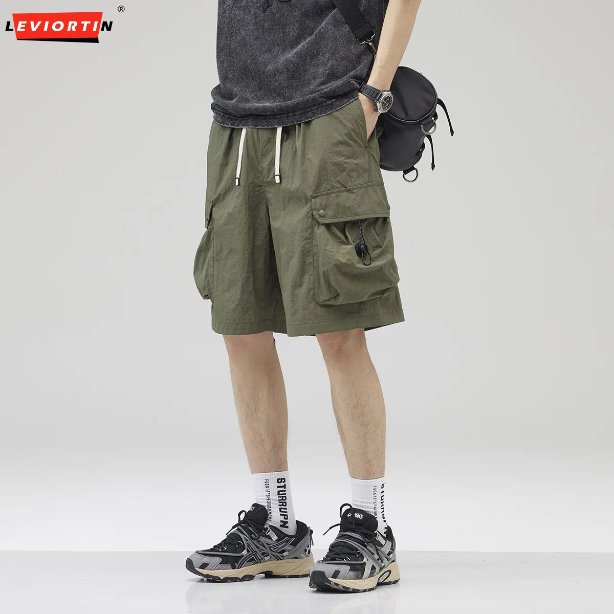 American Workwear Casual Shorts For Men 2024 New Summer Thin Loose Straight TubeIce Silk Outdoor Sports Shorts Streetwear