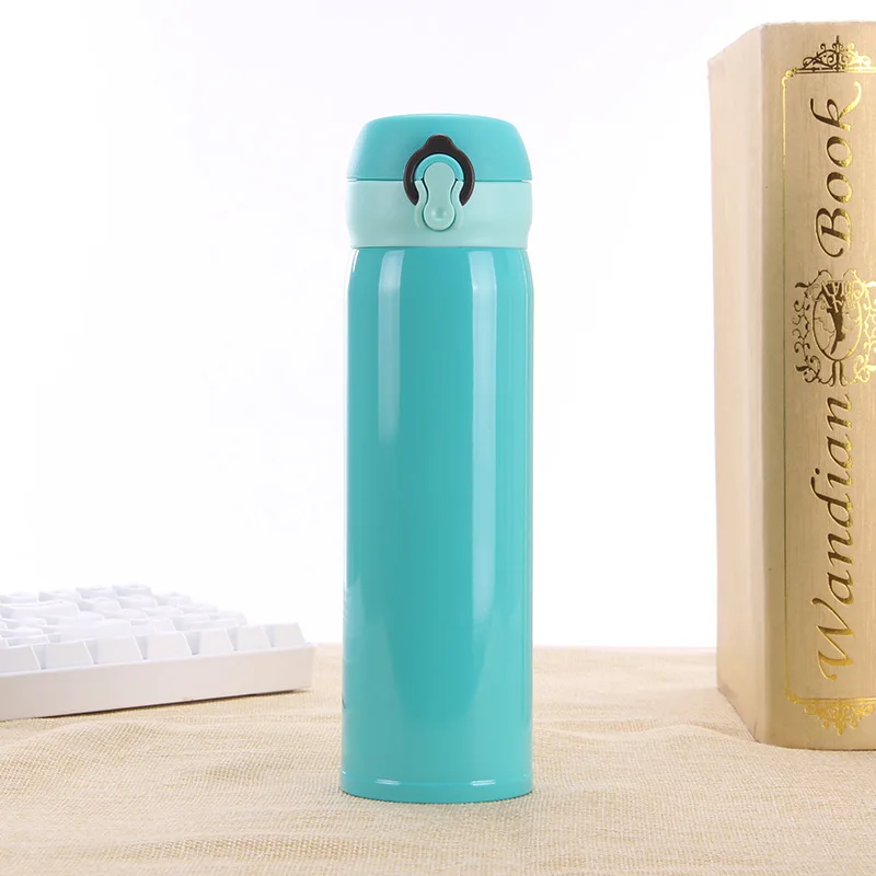 2022 Creative Gift Portable Lock Bounce Stainless Steel Insulation Vacuum Cup Thermos Universal Thermos Flask Water Bottle Cute 