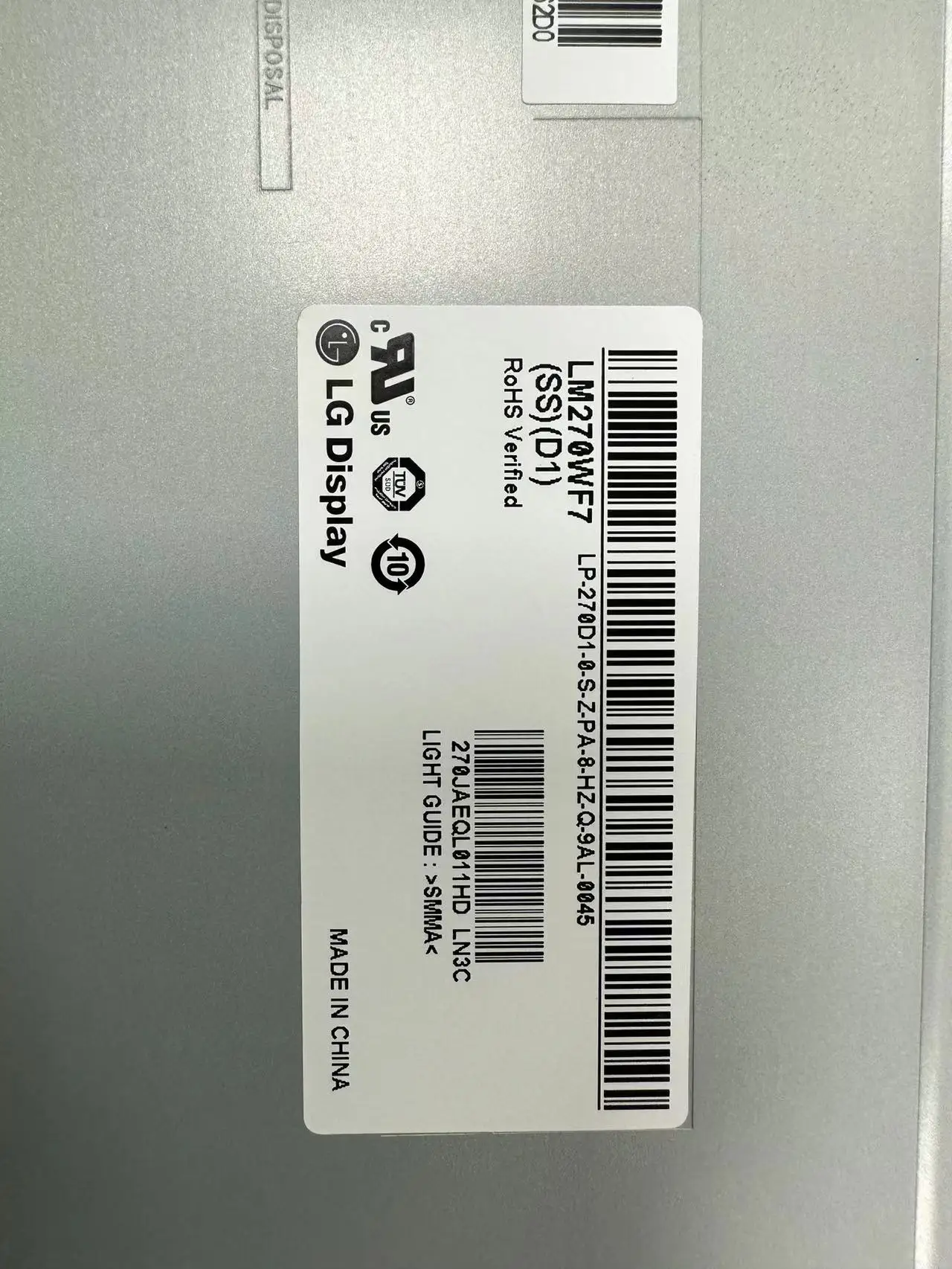 

LM270WF7-SSD1/D2 LM270WF7-SSD3/E1 LM270WF7-SSF2/B2