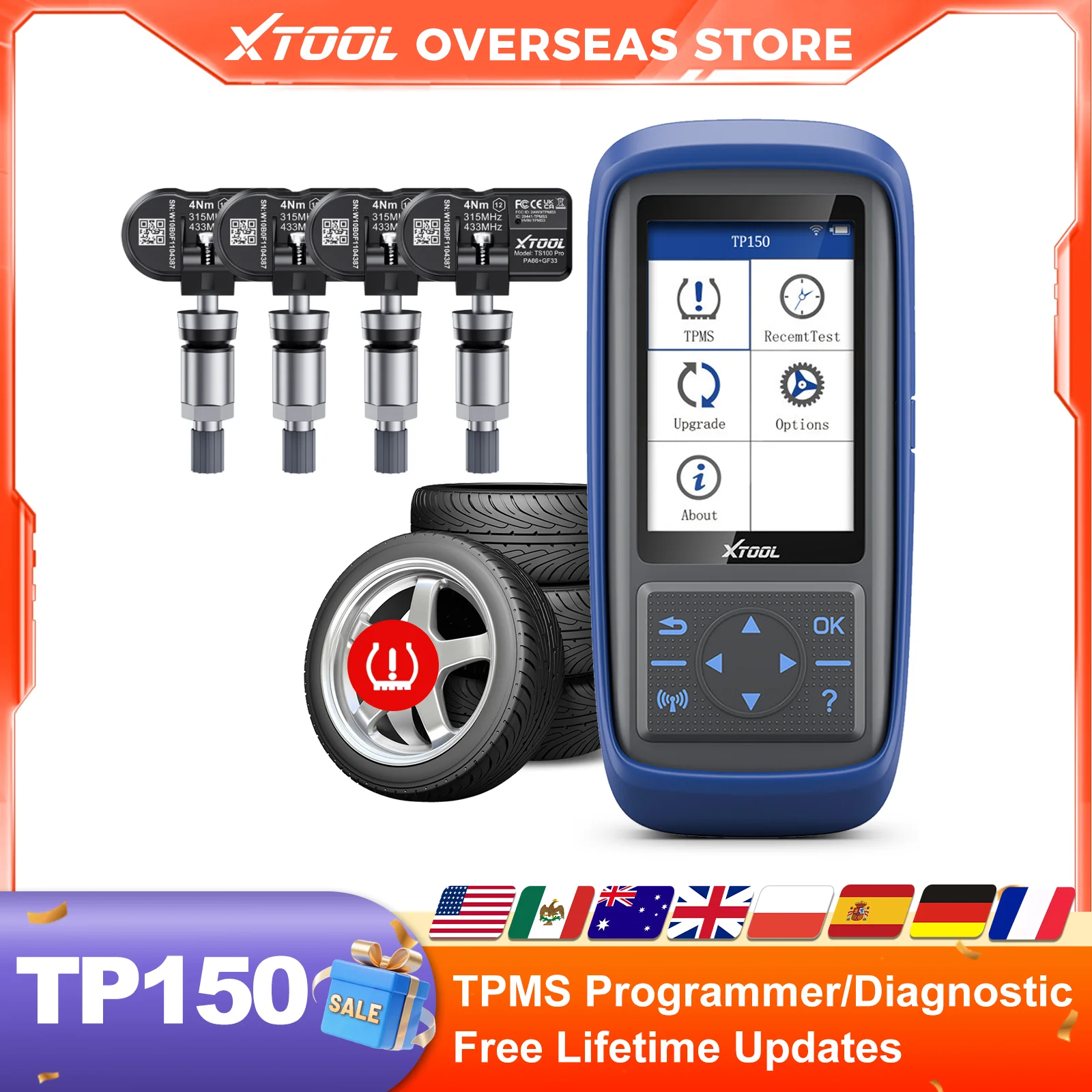 XTOOL TP150 WIFI TPMS Programming Tool 315/433MHz Sensors Tire Activation Programing Learning Reading OBD2 Diagnostic Scanner