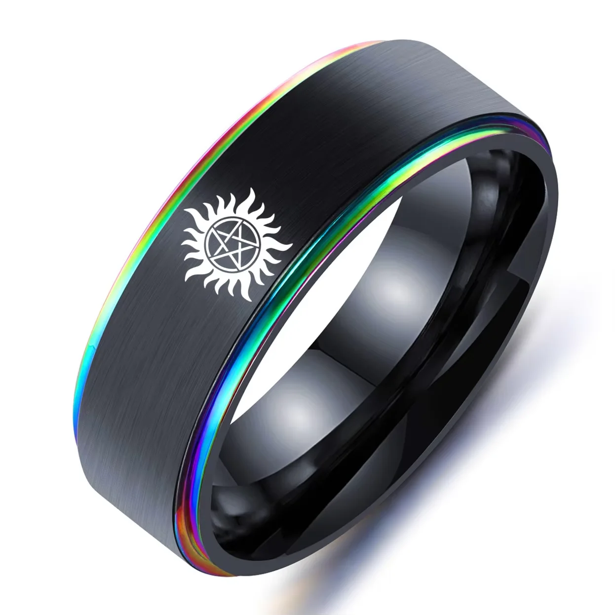 Signet Ring Men's Sun Power Supernatural Ring Titanium Steel For Men Jewelry Wedding Engagement Gifts Accessories signet ring finger ring jewelry accessories