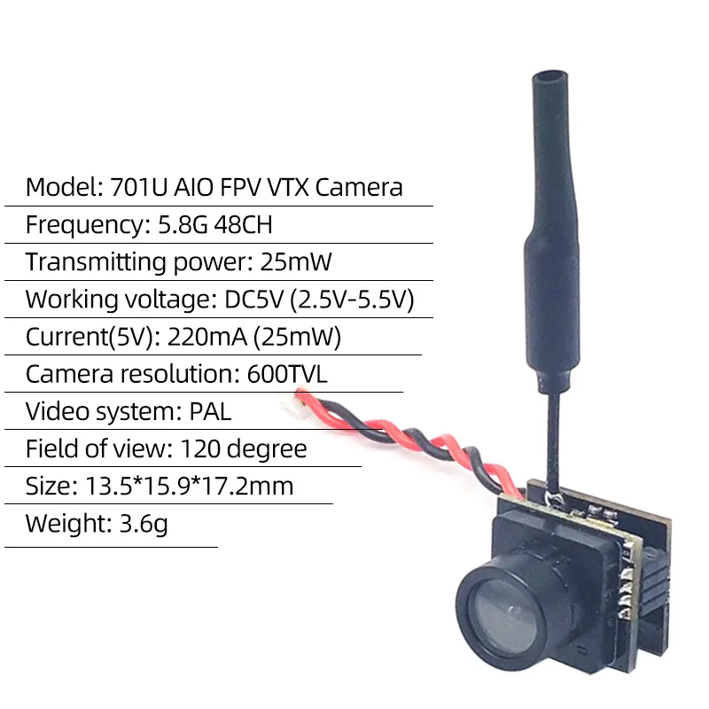 ตัวเลือกสินค้า เครื่องส่งสัญญาณ FPV ความละเอียดสูง 600TVL สำหรับโดรน