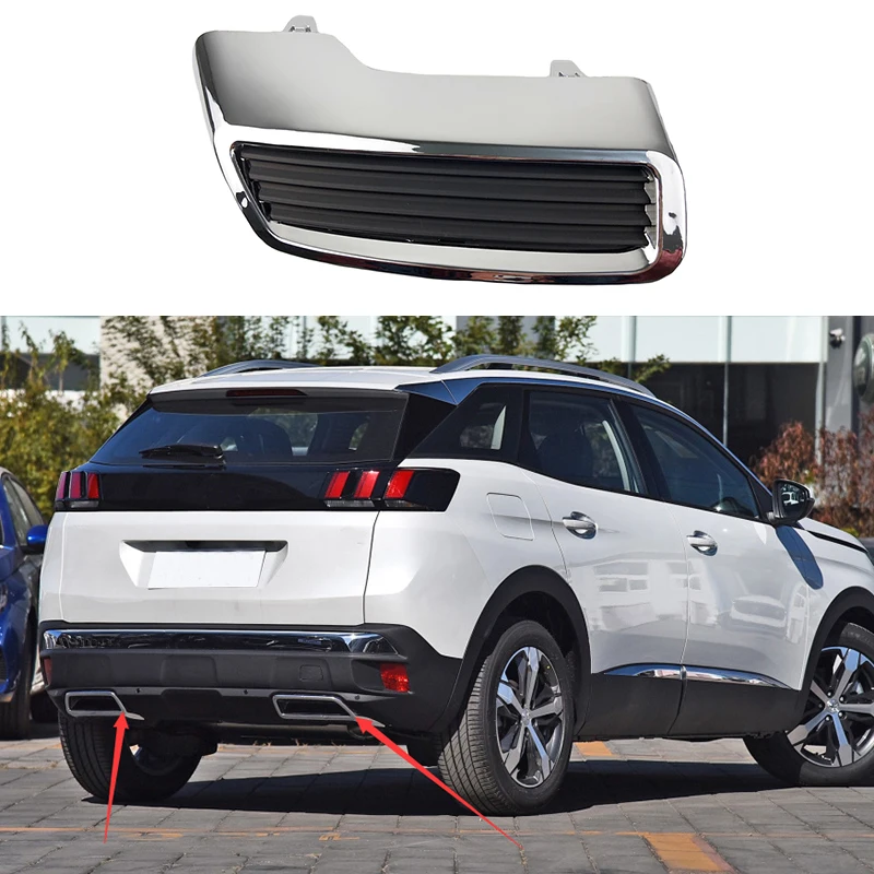 

Задний глушитель для Peugeot 3008, 5008, 2017, крышка трубы, доступ Active модели Plus 2019-, хромированный задний выхлоп из АБС-пластика, выхлоп высокого качества