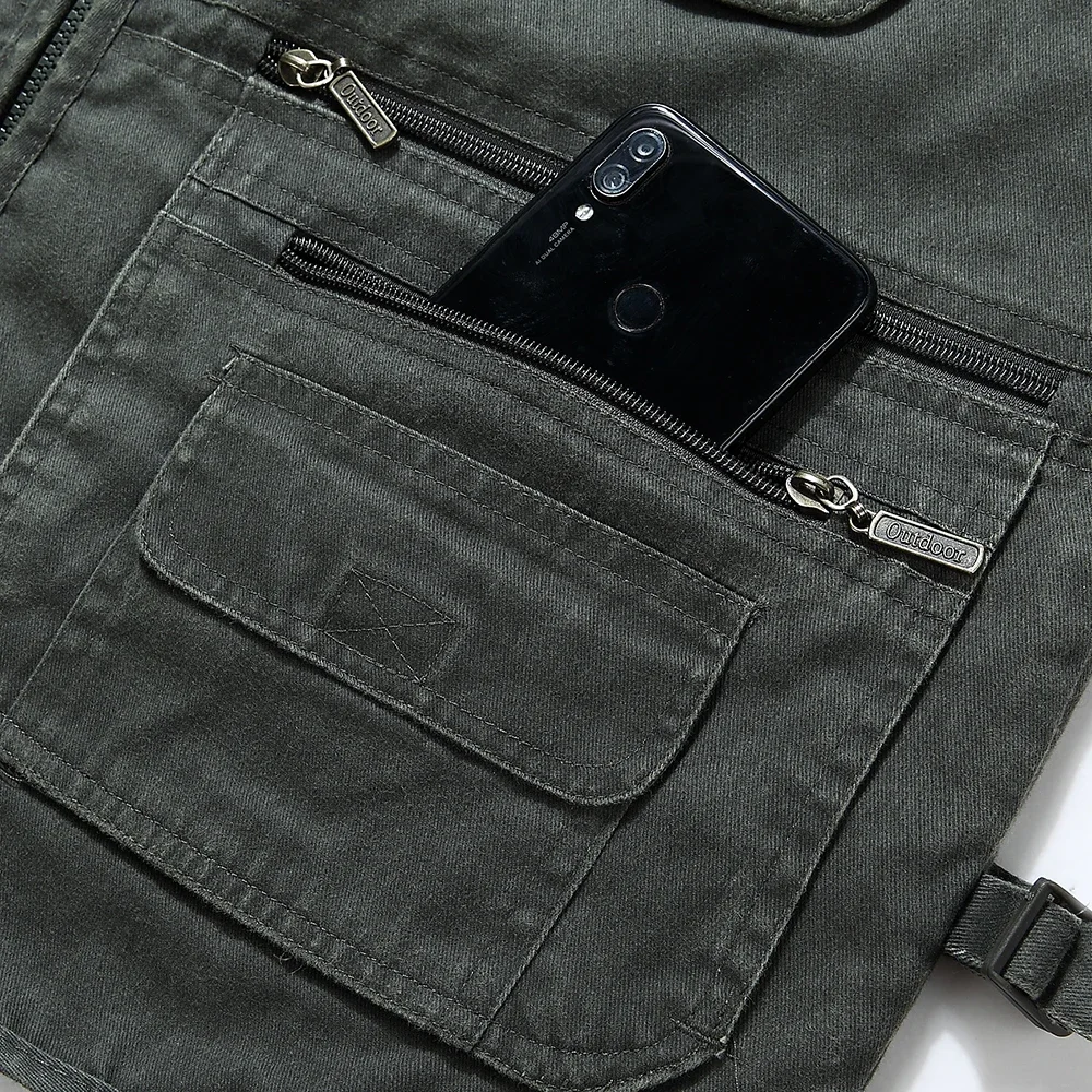 Big Size Men Multi Pocket Cotton Vest Casual 14 Pockets Sleeveless Jackets L-6XL Male Outdoor Photograph Waistcoat fashionable vests sleeveless vests sleeveless vest