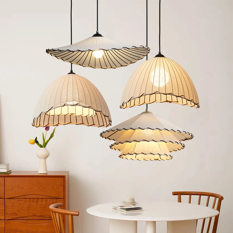 

Nordic Silent Wind Pendant Light Modern Simple Fabric Lamp Fixture for Living Room Bedroom Restaurant Table Decor LED Chandelier