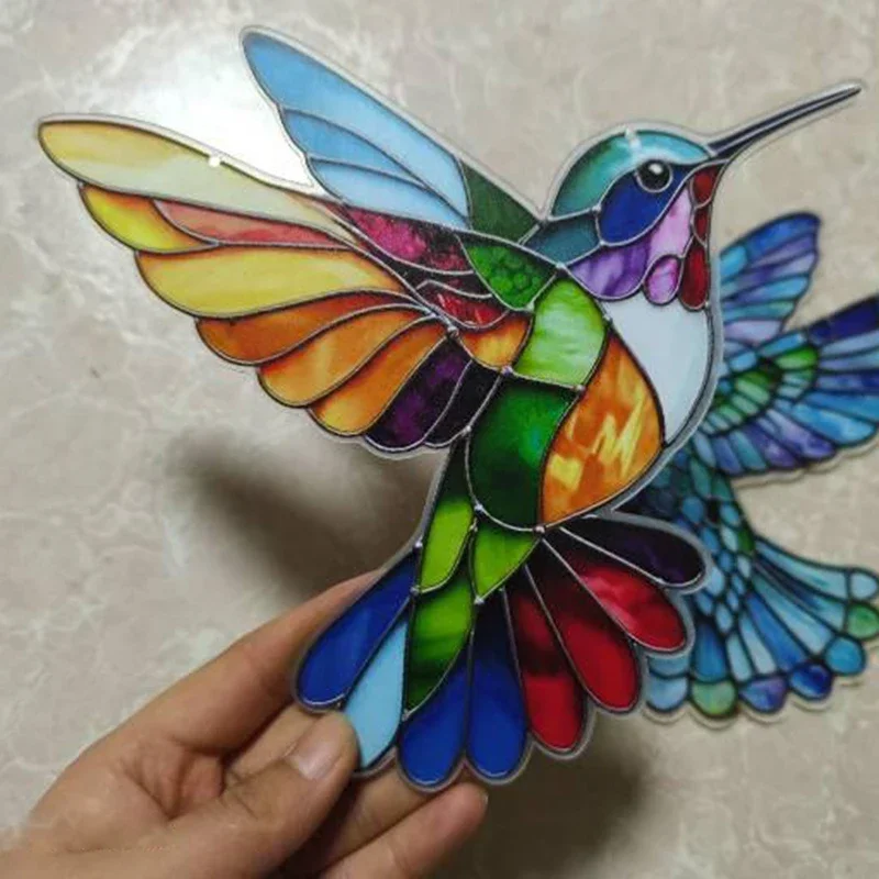 Colorful Hummingbird Window Hangings Pendant Bat Acrylic Window Hangings Wind Chimes Garden Wind Sun Catcher Crafts