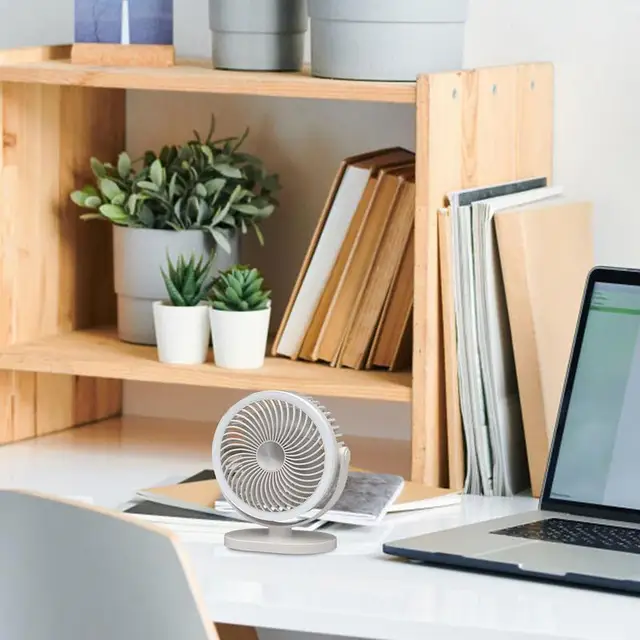 Íróasztal Ventilátor Akkumulátorral Működtetett Állítható Forgó Csendes Hálószobához 5V Air Circulator Strong Airflow Otthoni Irodákhoz - Image 4