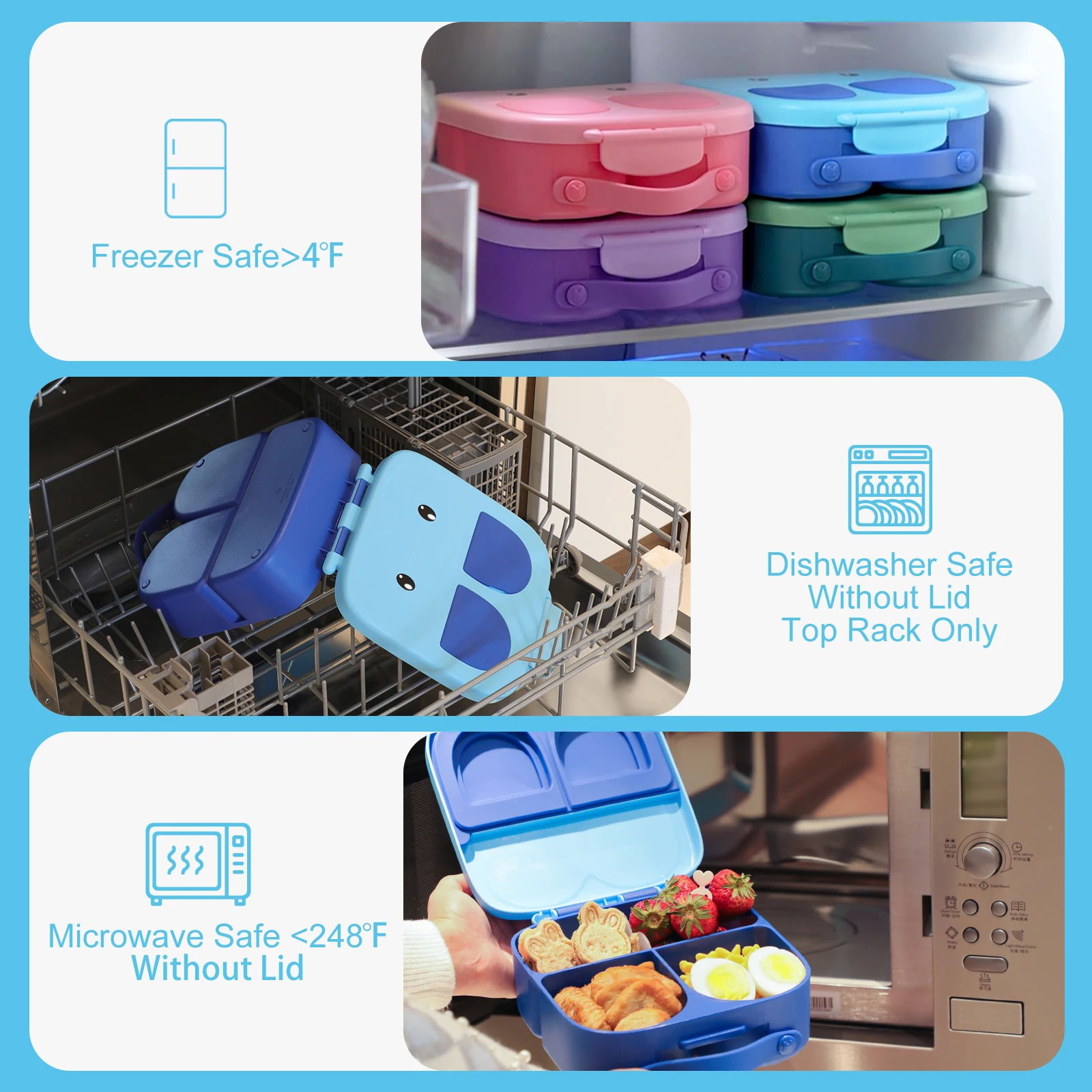 1pc Rectangular Microwavable Lunch Box With Dividers, Portable  Japanese-style Plastic Bento Box With Lid And Fresh-keeping Function For  Students & Office Workers