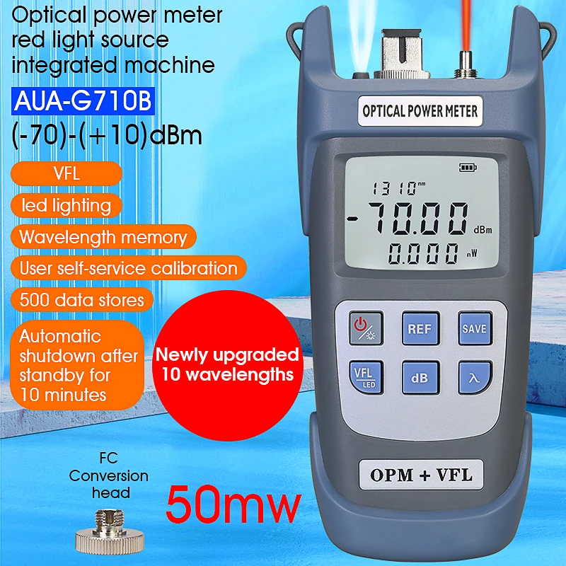 3 in 1 FTTH Fiber Optic Power Meter VFL LED Light with SC/FC/ST Universal Connector -70~+10dBm Fiber Optical Tester 1-50MW 3 in 1 ftth fiber optic power meter led light sc fc st universal connector 70 10 50 26dbm fiber optical tester dry battery