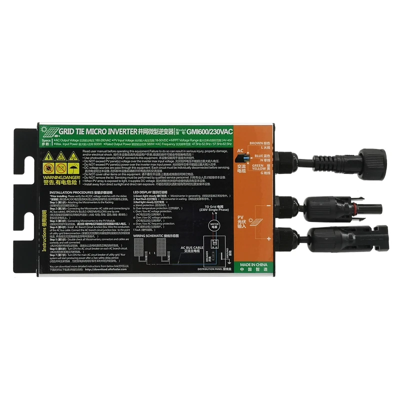 600W Grid Tie Inverter18-50V Dc Input 120V/230V Ac Output 500W 700W Pannello Solare Micro Grid Tie Inverter Con Connettore Solare