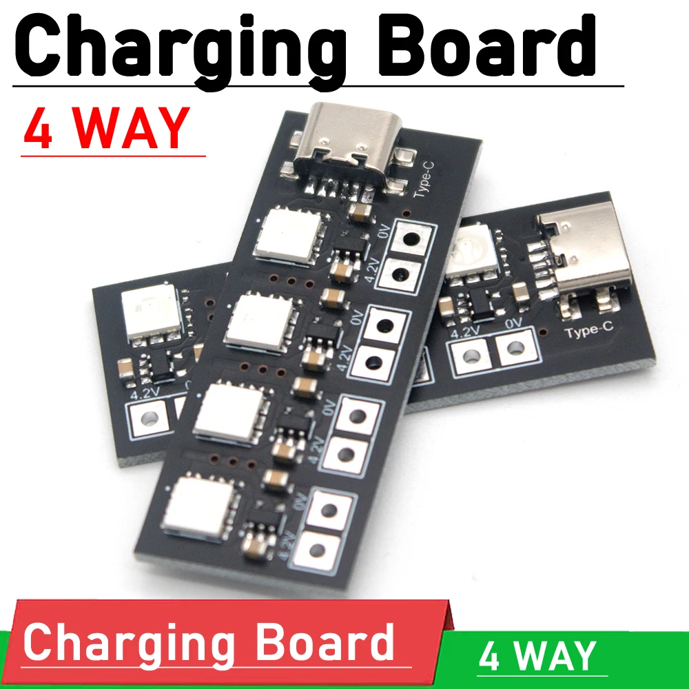 

4-way Lithium Battery Charging Board 3.7V 4.2V 18650 Li-Ion batteries Charge Type-C