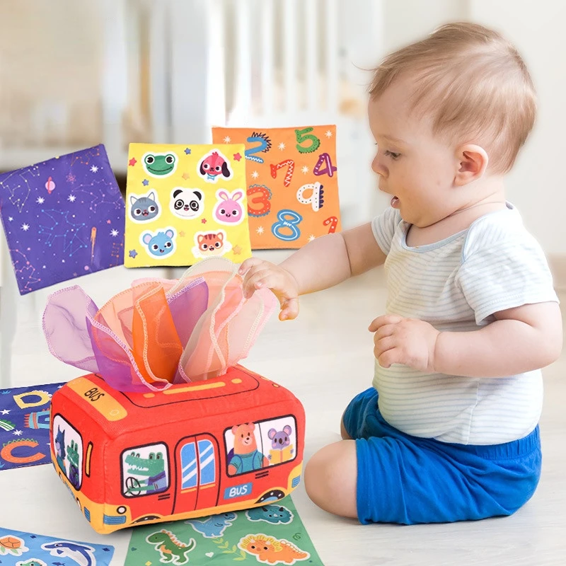 

Baby Infant Pull Along Magic Tissue Box Baby Can't Tear Tissue Box Paper Toys Towels To Appease Early Education Montessori Toys