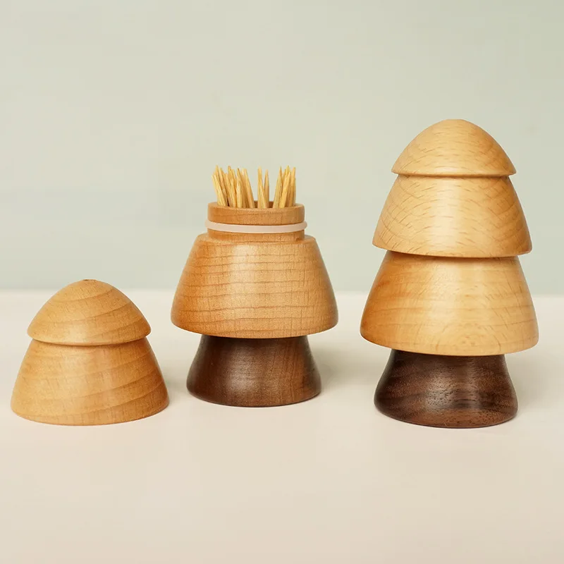 

Tree-shaped Wooden Toothpick Dispenser Solid Wood Toothpick Holder Toothpick Storage Container Christmas Gift Table Decoration