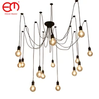 Black Spider Chandelier 1.2/1.5/2m Vintage Loft decor Adjustable E27 Edison Bulb Light 1