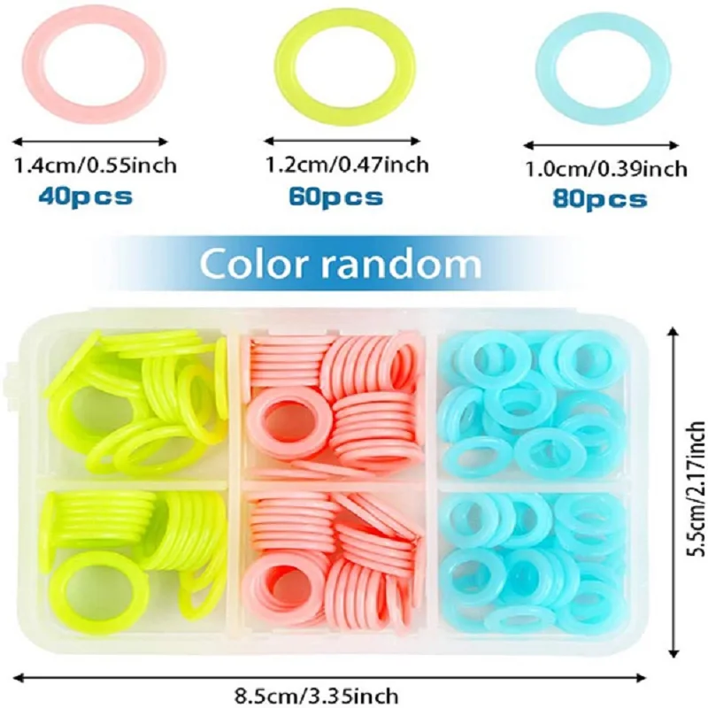 Knitting Stitch Markers Rings 180/220Pcs Colorful Knitting Crochet Locking Rings with Portable Storage Box for Sewing Handcrafts