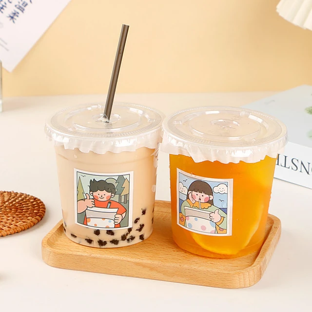 50pcs High quality disposable milk tea cup boba tea packaging plastic cups  360ML 500ML 600ML 700ML coffee cup with lid party - AliExpress