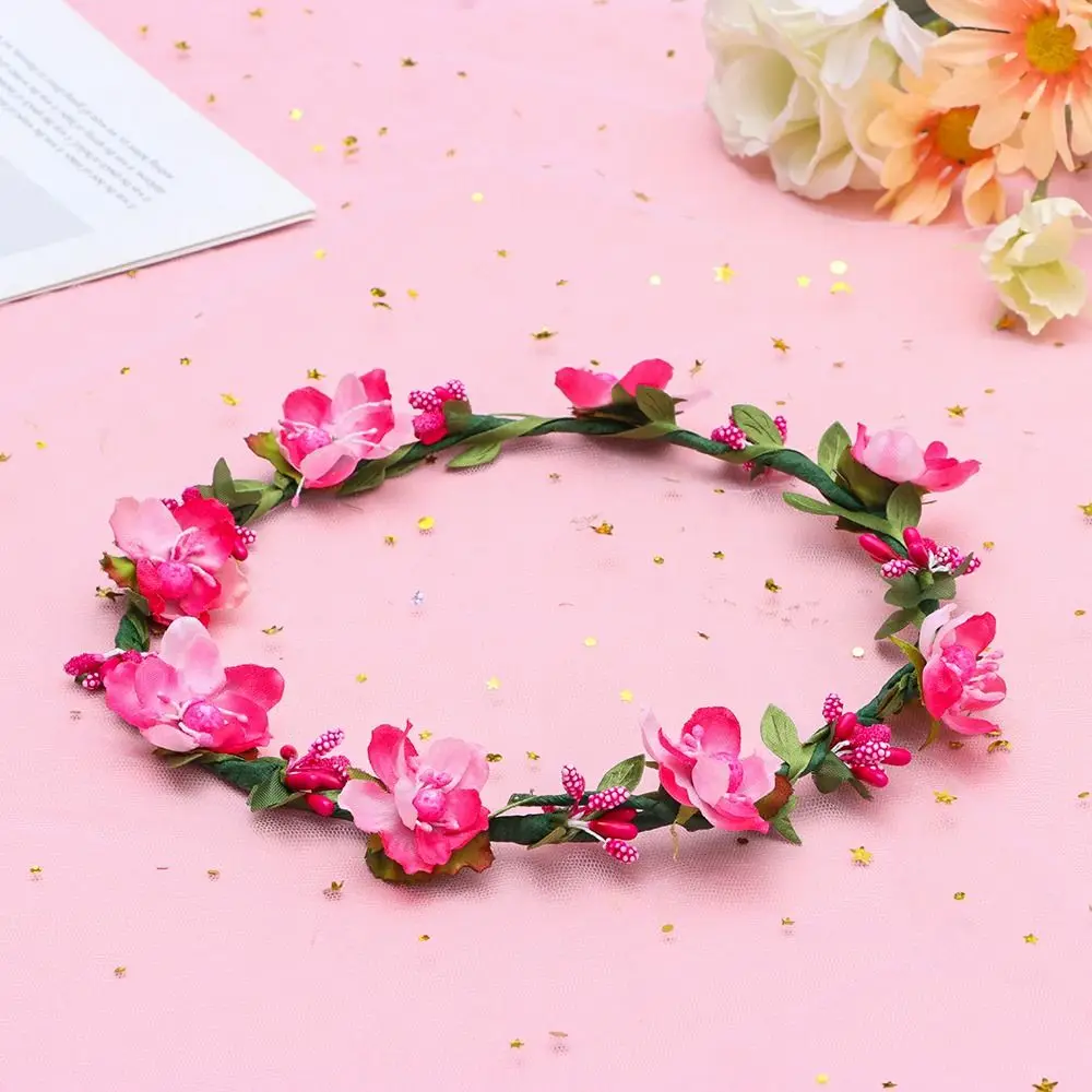 Mode Blume Krone Frühling Böhmen Blume Krone Frauen Stirnbänder verstellbare Band Mädchen Blumenkranz Braut Halo Kopf bedeckung – Detail 15