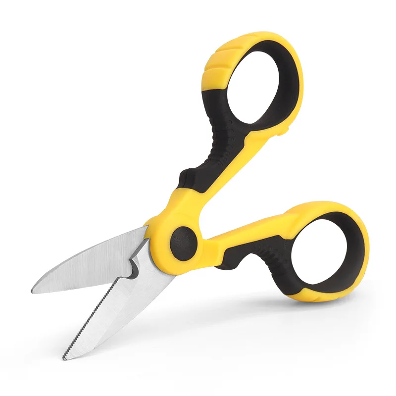 Electrician Scissors High Carbon Steel Industrial Strong Wire and Cable Scissors Non-slip Manual Electrician Stripping Scissors 4
