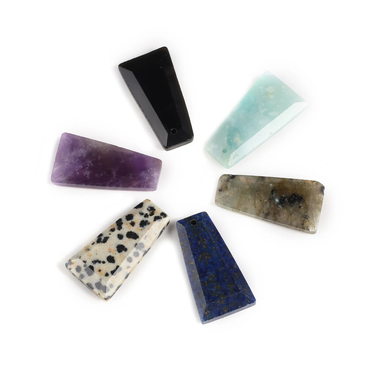 12 PCS Trapezoidal Pendant Jewelry Making DIY Natural Semi precious Stone Necklace Earrings Accessories Gift Wholesale Price