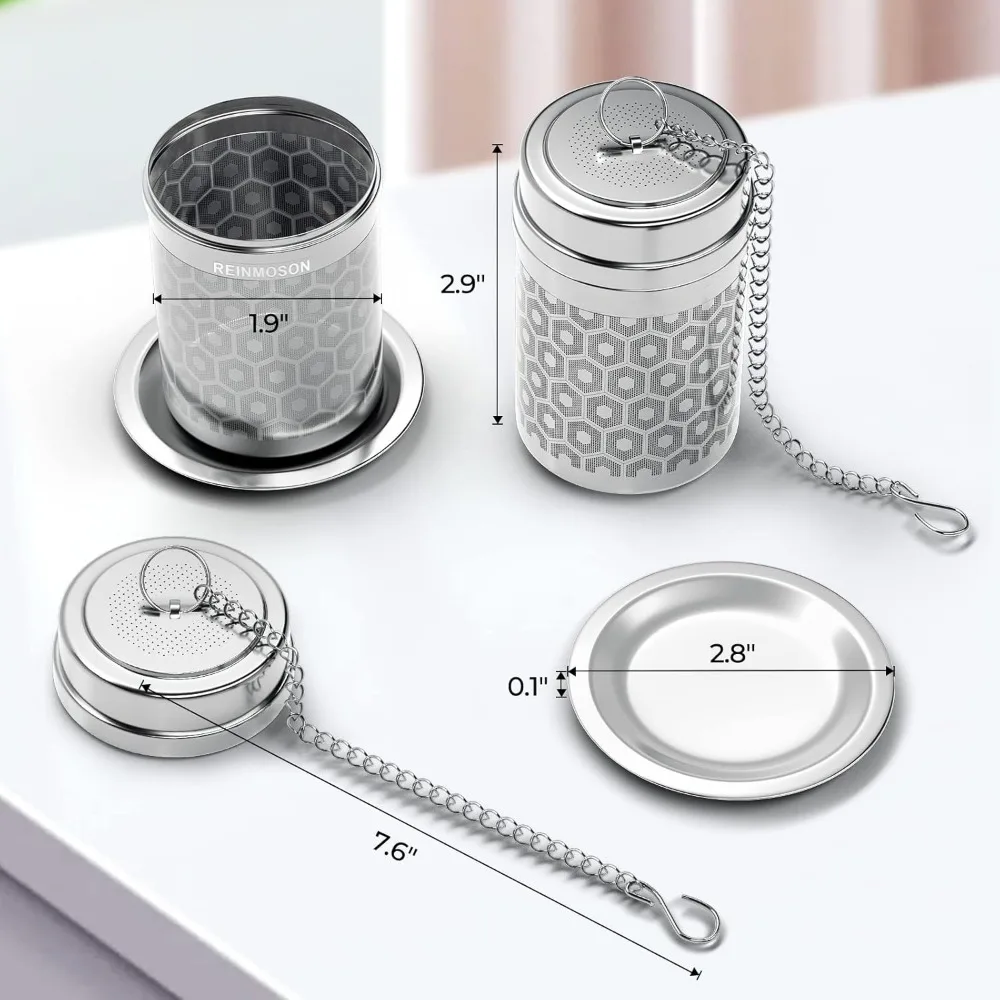 Ultra-fine Mesh Tea Infuser, 304 Stainless Steel and Upgraded Fine Thread Lid for Loose Leaf Tea Infuser