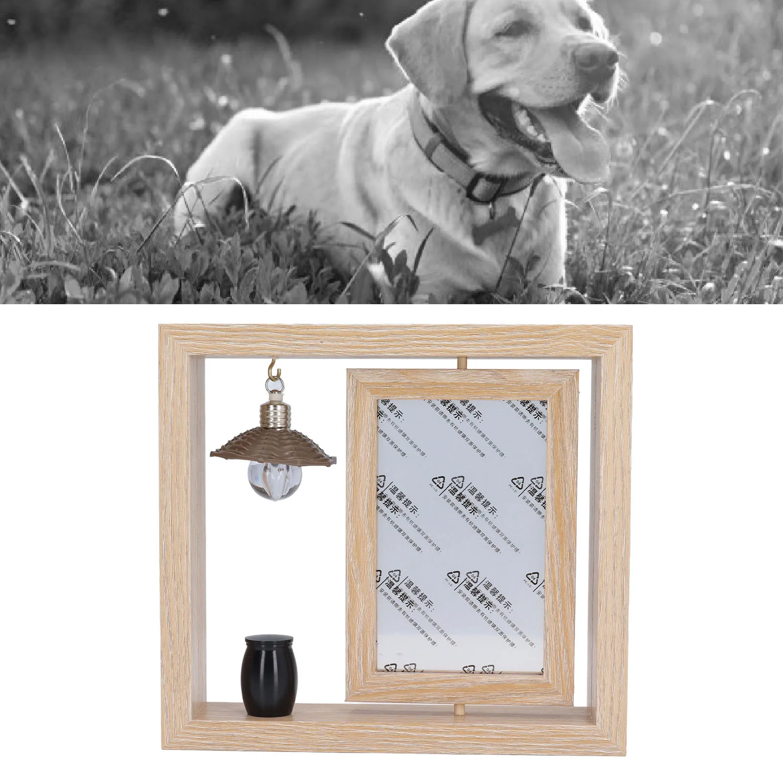 Pet Memorial Picture Frame with Ashes Jar Innovative Rotating Mechanism Double Display Loss of Dog Sympathy Gift
