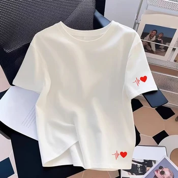 T-shirt da Donna Stampate in Cotone Casual con Scollo a O e Maniche Corte per Sport all'Aperto e Jogging, Abbigliamento Femminile Estate 2026, Best Seller