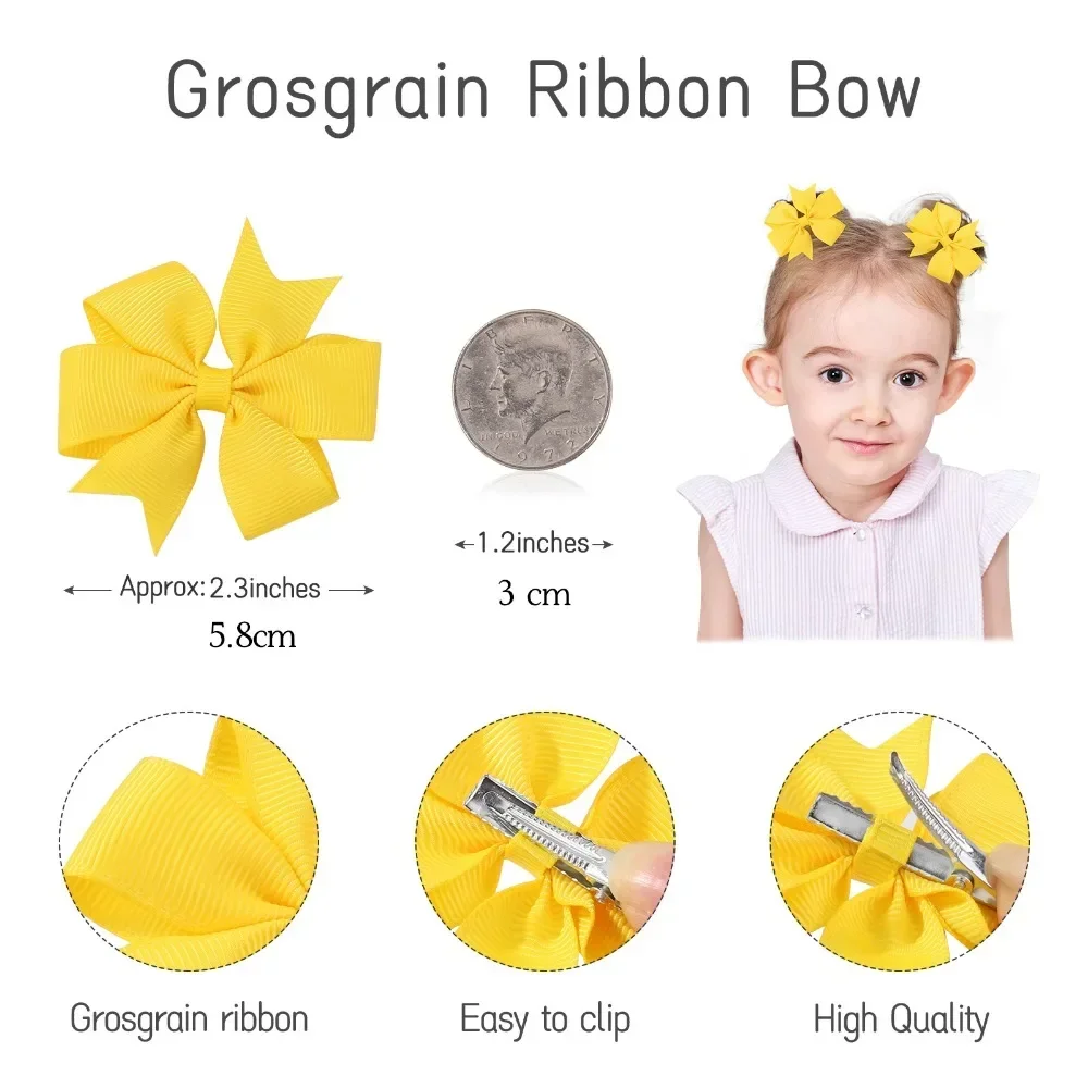 Grosgrain Ribbon Hair Bow Clips Set – Assorted Colors (20/40/60 Pieces)
