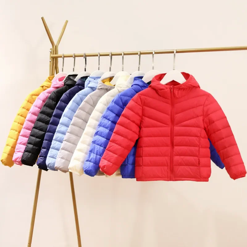 

Kids Ultra Light White Duck Down Jackets 2023 New Autumn Winter Hooded Jacket for Boys Girls Child Children Warm Puffer Outwear