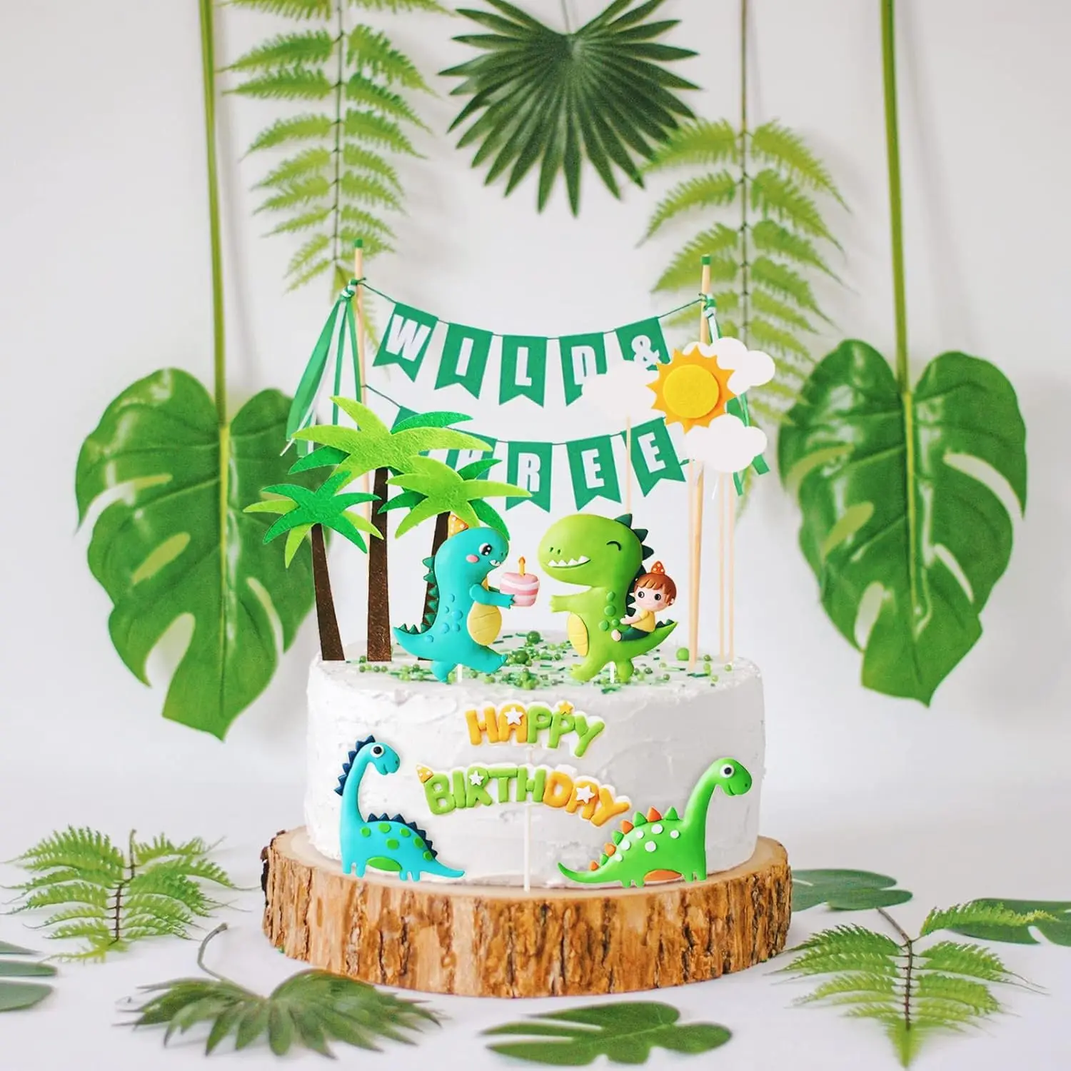 Gyufise Confezione da 28 topper glitterati per cupcake con dinosauro, verde, oro, rosso, blu, glitter, decorazione per torte per baby shower, tema Dino ragazzo ragazza, compleanno, evento, festa