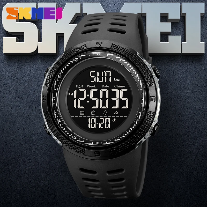 SKMEI 2070 Sport Watch for Men Waterproof Digital Countdown Electronic Mens Wristwatches Military LED Clock 1251 Reloj Hombre 3