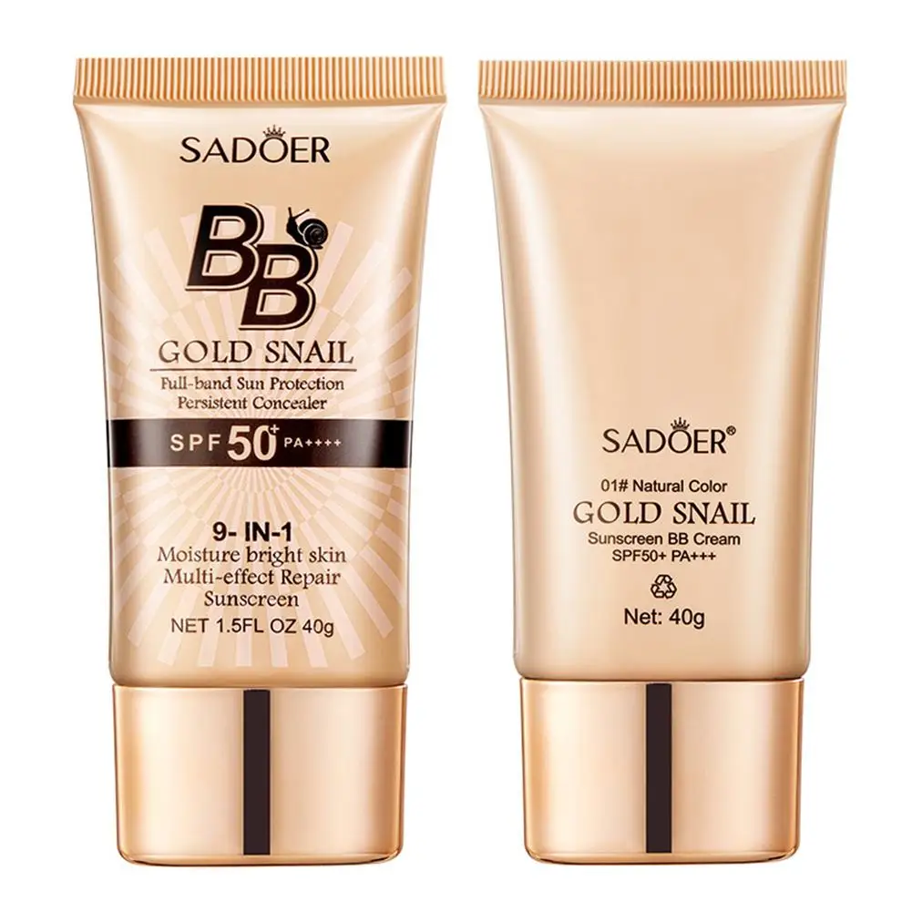 40g Gold Snail Sunscreen BB Cream Protector Facial Sun Block SPF50 BB Cream Isolation Lotion Concealer Facial Moisturizer 4