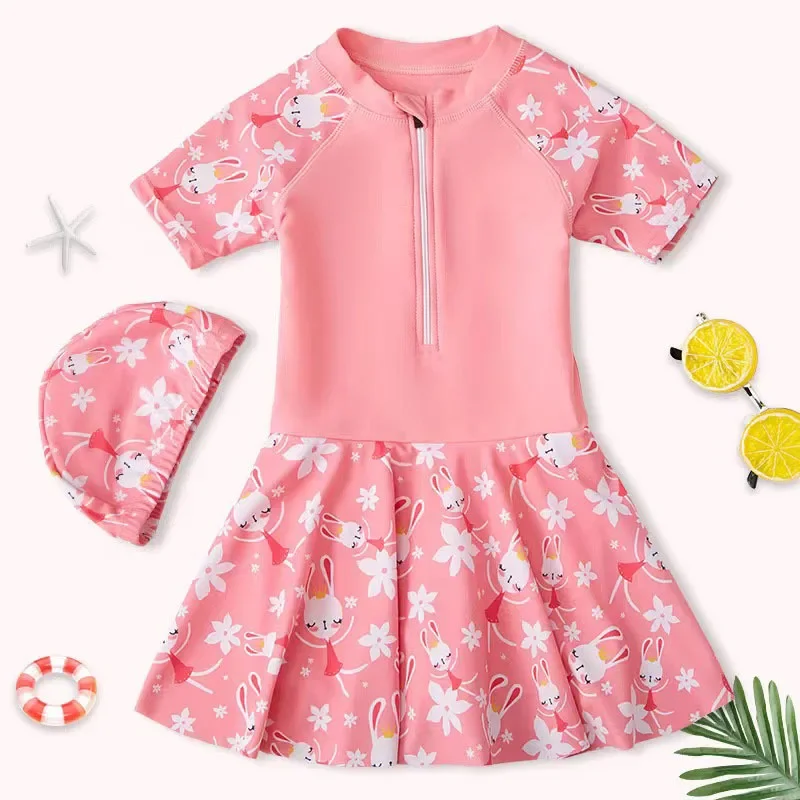 Children's One-Piece Swimsuit Princess Style Summer Swimwear for Girls Thermal Spa Swimming Set