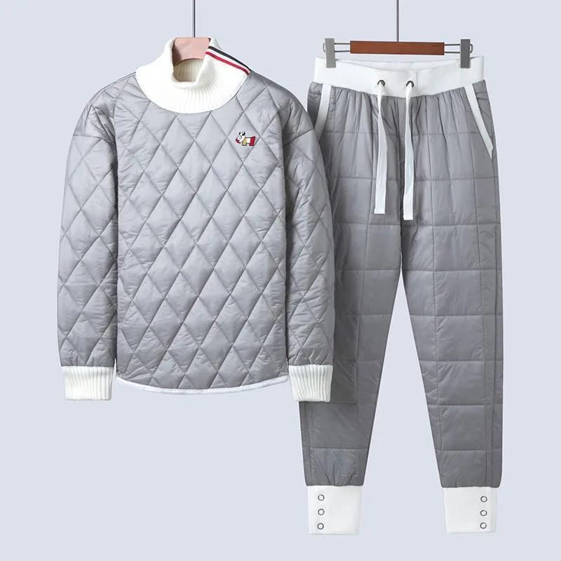 골프자켓 Luxury Two Piece Set Men's Golf Wear Winter New Authentic Golf Suits Down Cotton Coat + Pants Men's Clothes