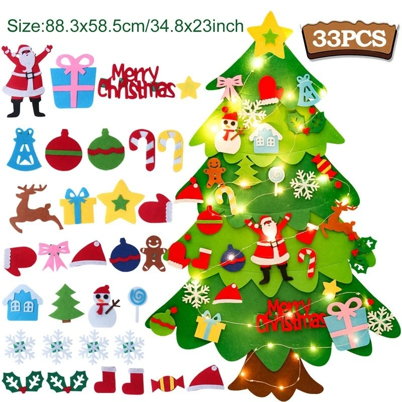 thumbnail image 1 of Árbol de Navidad de fieltro DIY con luz Decoración navideña para el hogar 2024 Adornos navideños Regalos de Navidad Natal Noel Año Nuevo 2025, 1 of 5