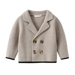2024 Korean Baby Cardigans Boys Winter Knit Sweaters Coat Kids Double Breasted Sweater Jacket Children Vintage Knitted Cardigans