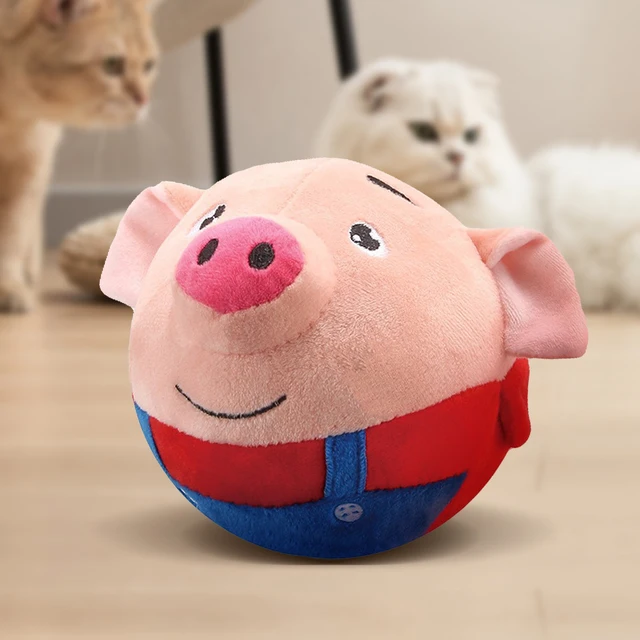 Sd0b682467fe24673b2e0e5b0c50895ffC.jpg Plush Automatic Bouncing Toys Bite Resistant Funny Interactive Squeaky Toys Talking Self-Moving for Small Medium Dogs