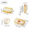 WORTHBUY 1500ML 304 Stainless Steel Divided Lunch Box With Bowl & Cutlery Microwave Students Portable Large Capacity Bento Box 6