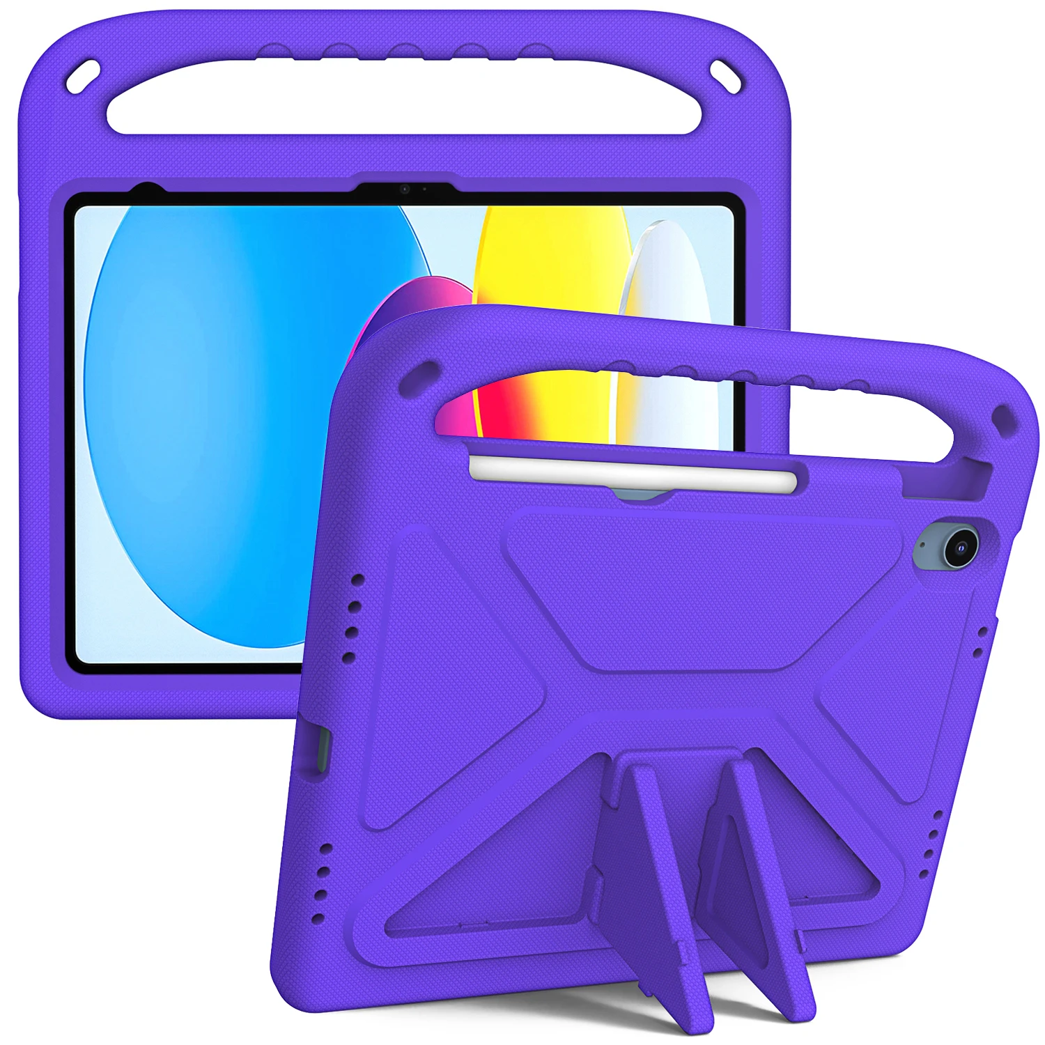 Children's Shockproof iPad Case with Handle, Built-in Stand, and Pen Slot
