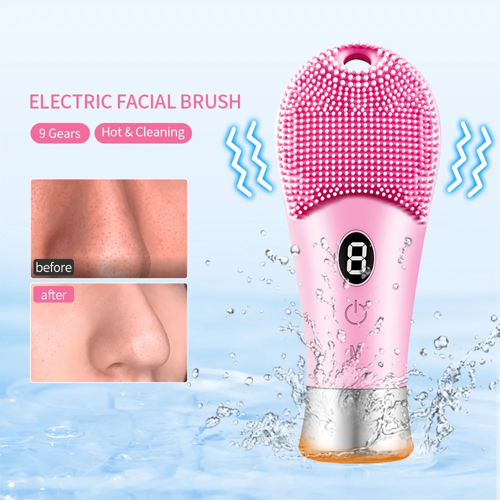 Electric Facial Cleanser Silicone Cleansing Brush Face Pore Deep Black