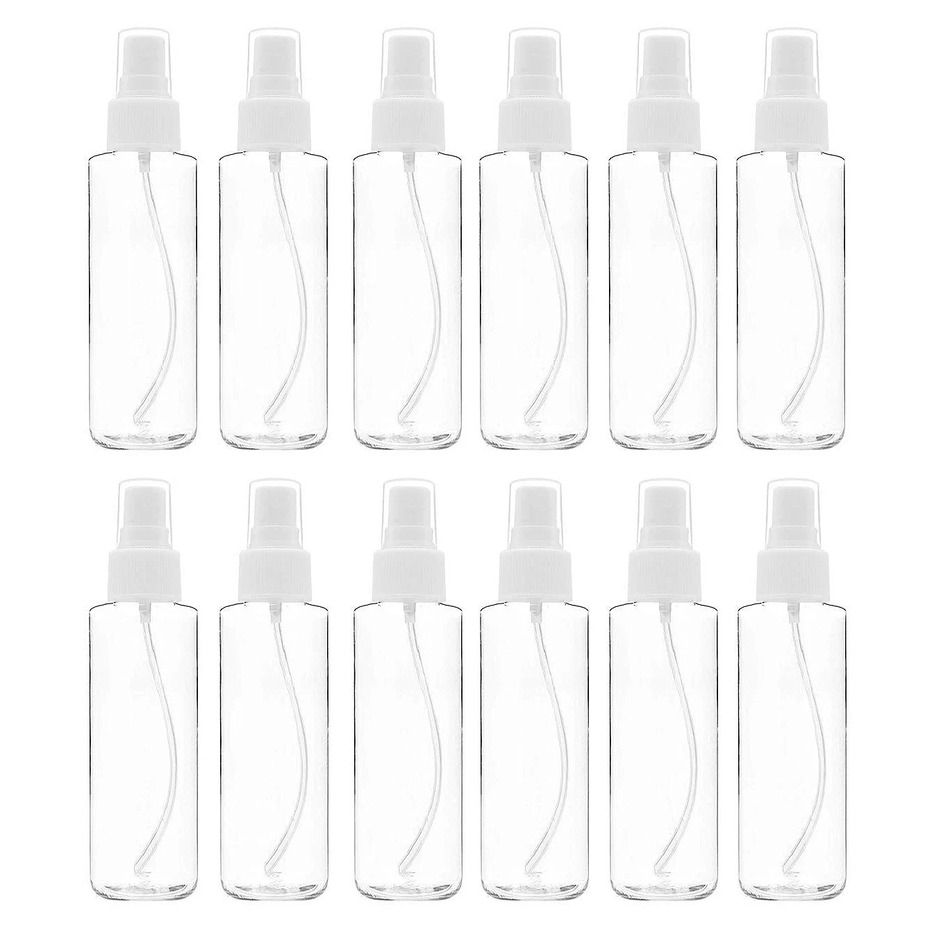 

12 Pack Fine Mist Clear Spray Bottles 120 Ml (4 Oz) with Pump Spray Cap, Reusable and Refillable Small Empty Plastic Bottles