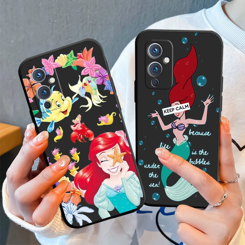 

Disney Little Mermaid Girl Phone Case For OnePlus 10 9 RT R 8 7 6 T Pro 5G Nord 2 N10 N100 CE CE2 N20 N200 Black Cover