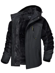 TACVASEN Men's Insulated Outdoor Jacket with Removable Hood - CN XL (US S) (Gray with Black)