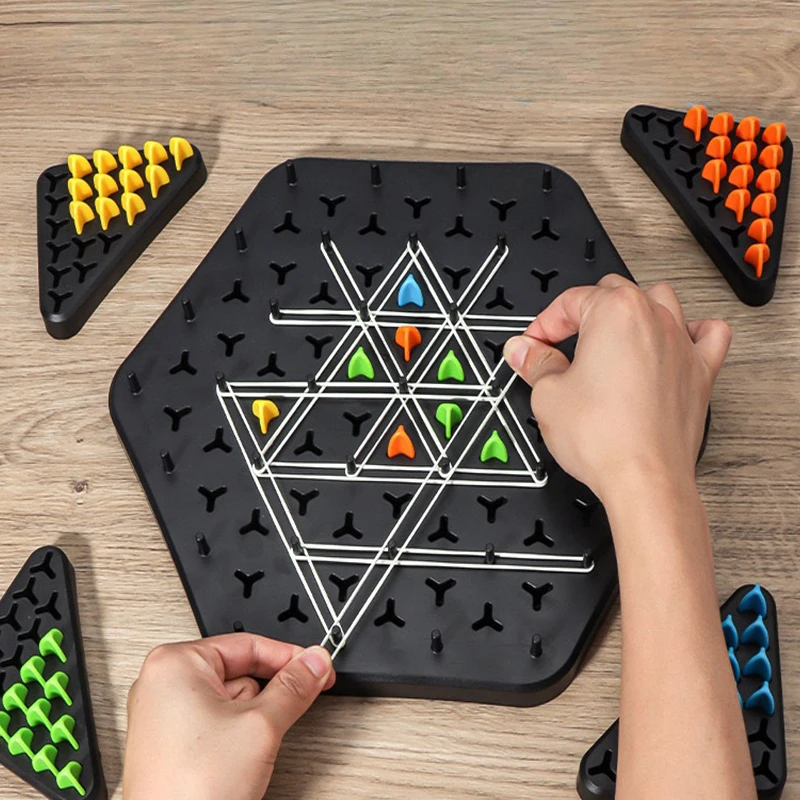 Triangle Chess New Geometry Chain Chess Puzzle Desktop Game Rubber Band Training Family Interaction Children's Thinking Training